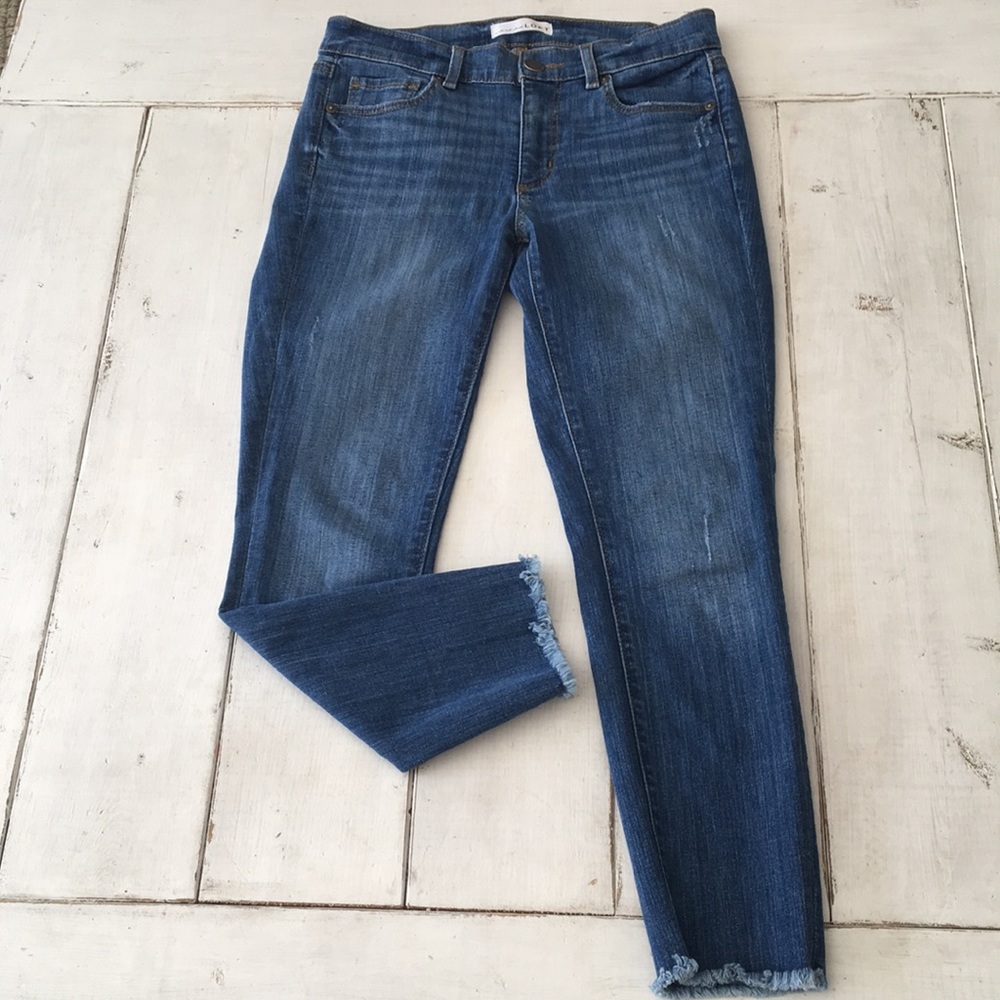 LOFT Petite Raw Hem Modern Skinny Jeans Med Wash